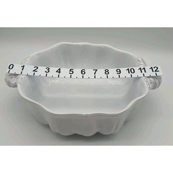 Sur La Table Bowl Embossed Pumpkin White Double Handled Serving 9" - Picture 6 of 9